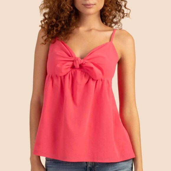 Trina Turk 'Daystar' Bow-Front Sleeveless Top, Watermelon - Picture 1 of 2